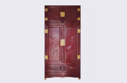 凤阳高端中式家居装修深红色纯实木衣柜